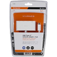 VIVANCO USB TYPE C ADAPTER NETWORK LAN / HUB 3 PORTS