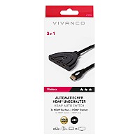 VIVANCO 3WAY HDMI AUTO SWITCHER 3 IN 1 4K 30HZ 0.80m