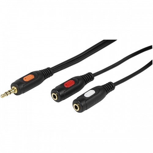 VIVANCO AUDIO CONNECTION CABLE 3.5mm TO 2X 3.5mm GOLD PLATED 0.2m