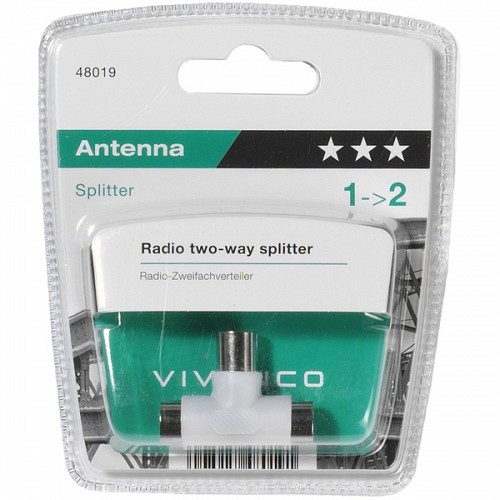 VIVANCO AERIAL SPLITTER COAX PLUG ADAPTER 2 WAY