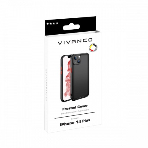 VIVANCO FROSTED COVER IPHONE 14 PLUS semi transparent/black backcover