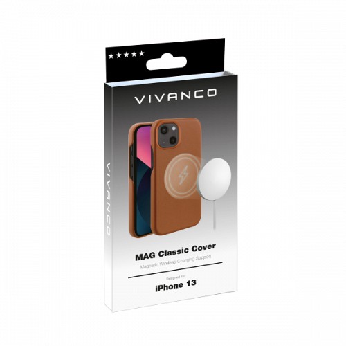 VIVANCO MAG CLASSIC COVER IPHONE 13 brown backcover