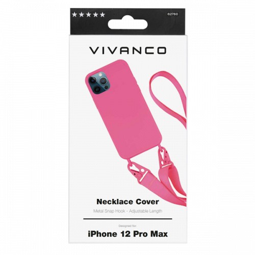 VIVANCO NECKLACE COVER IPHONE 12 PRO MAX pink backcover