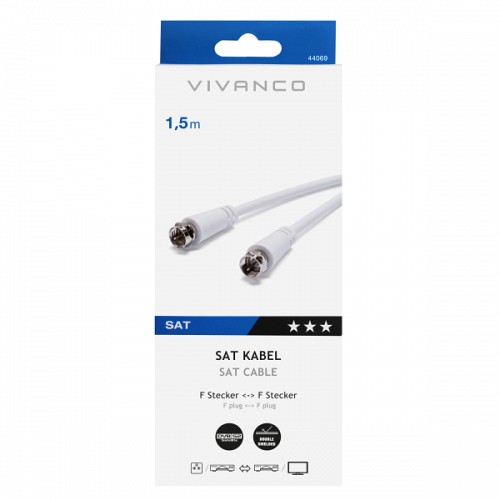 VIVANCO SAT CONNECTION CABLE F PLUG 1.5m white