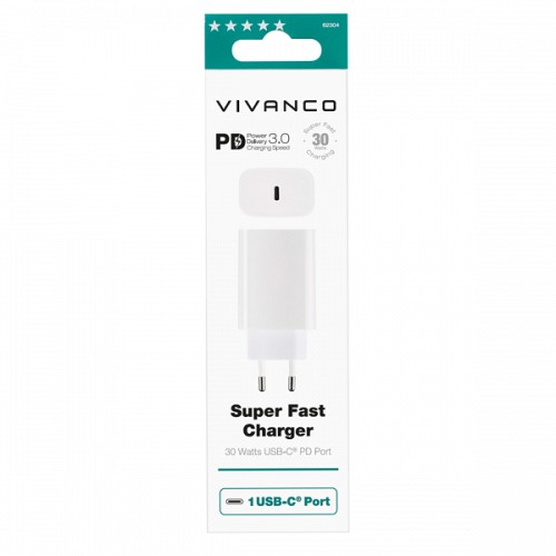 VIVANCO TRAVEL CHARGER 30W PD 3.0 white