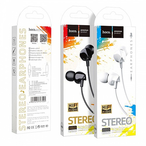 HOCO - M60 STEREO WIRED EARPHONES HANDS FREE WHITE