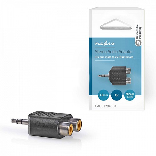  , 3.5mm . - 2x RCA .   blister NEDIS CAGB22940BK