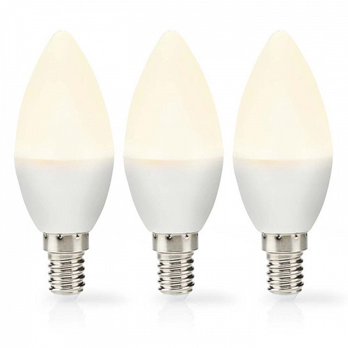 Λάμπα LED, Ε14, Candle, 2.8W, θερμό λευκό φως και 250 lumen, σε συσκευασία 3 τεμαχίων NEDIS LBE14C351P3